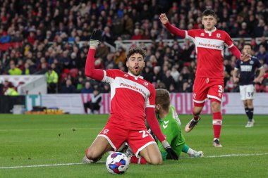 Matt Crooks #25 of Middlesbrough gestures and reacts during the Sky Bet Championship match Middlesbrough vs Millwall at Riverside Stadium, Middlesbrough, United Kingdom, 14th January 202