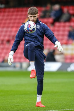 Daniel Grimshaw #32 of Blackpool during the Sky Bet Championship match Watford vs Blackpool at Vicarage Road, Watford, United Kingdom, 14th January 202