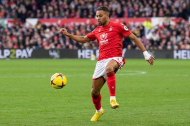 Renan Lodi #32 of Nottingham Forest controls the ball during the Premier League match Nottingham Forest vs Leicester City at City Ground, Nottingham, United Kingdom, 14th January 202