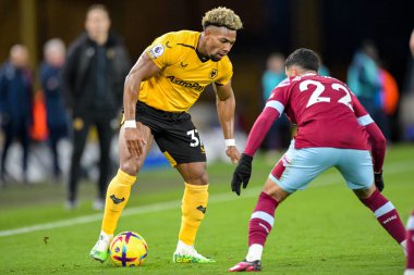 Adama Traore #37 of Wolverhampton Wanderers takes on Said Benrahma #22 of West Ham United during the Premier League match Wolverhampton Wanderers vs West Ham United at Molineux, Wolverhampton, United Kingdom, 14th January 202