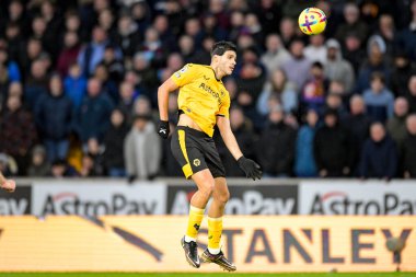 Raul Jimenez #9 of Wolverhampton Wanderers headers the ball during the Premier League match Wolverhampton Wanderers vs West Ham United at Molineux, Wolverhampton, United Kingdom, 14th January 202