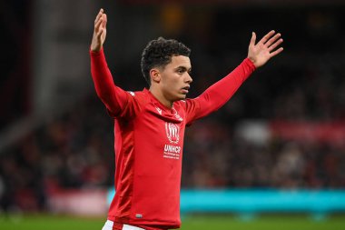 Brennan Johnson #20 of Nottingham Forest reacts to a decision during the Premier League match Nottingham Forest vs Leicester City at City Ground, Nottingham, United Kingdom, 14th January 202