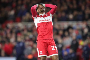 A dejected Chuba Akpom #29 of Middlesbrough during the Sky Bet Championship match Middlesbrough vs Millwall at Riverside Stadium, Middlesbrough, United Kingdom, 14th January 202