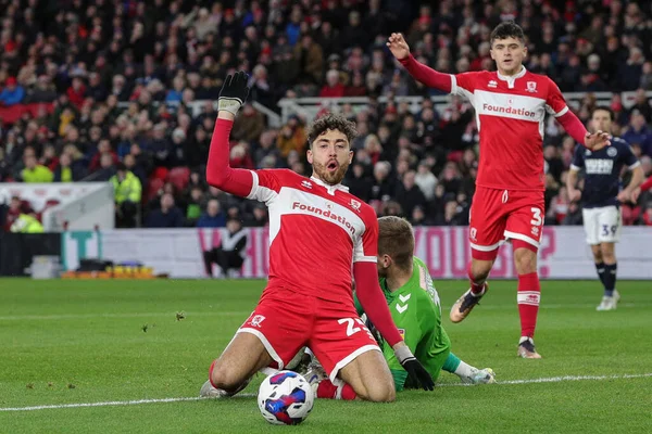 Matt Crooks #25 of Middlesbrough gestures and reacts during the Sky Bet Championship match Middlesbrough vs Millwall at Riverside Stadium, Middlesbrough, United Kingdom, 14th January 202