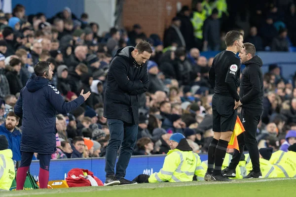 A dejected Frank Lampard manager of Everton during the Premier League match Everton vs Southampton at Goodison Park, Liverpool, United Kingdom, 14th January 202