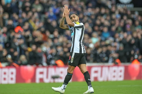 Callum Wilson #9 of Newcastle United applauds the fans as he is substituted off during the Premier League match Newcastle United vs Fulham at St. James's Park, Newcastle, United Kingdom, 15th January 202
