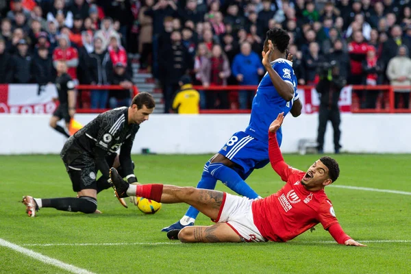Morgan Gibbs-White #10 of Nottingham Forest reacts as he just fails to connect with a cross during the Premier League match Nottingham Forest vs Leicester City at City Ground, Nottingham, United Kingdom, 14th January 202