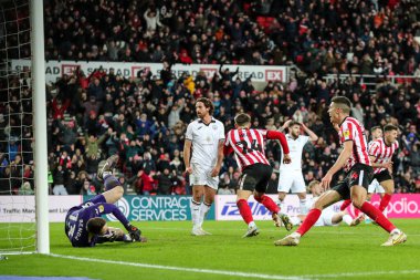Dan Neil #24 of Sunderland scores 1-1 during the Sky Bet Championship match Sunderland vs Swansea City at Stadium Of Light, Sunderland, United Kingdom, 14th January 202