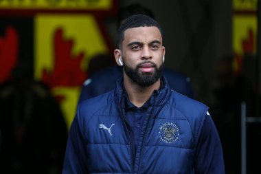 CJ Hamilton #22 of Blackpool arriving during the Sky Bet Championship match Watford vs Blackpool at Vicarage Road, Watford, United Kingdom, 14th January 202