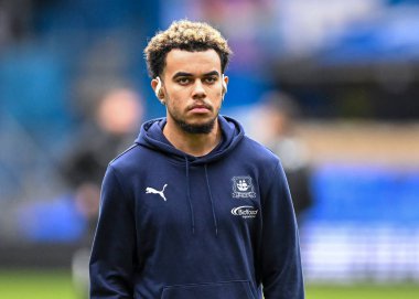 Plymouth Argyle midfielder Tyreik Wright (29) walks on and inspect the pitch  during the Sky Bet League 1 match Ipswich Town vs Plymouth Argyle at Portman Road, Ipswich, United Kingdom, 14th January 202