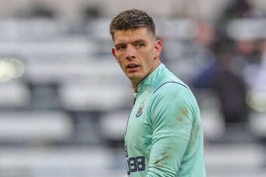 Nick Pope #22 of Newcastle United during the pre-game warm up ahead of the Premier League match Newcastle United vs Fulham at St. James's Park, Newcastle, United Kingdom, 15th January 202