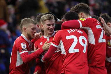 Marcus Forss #21 of Middlesbrough celebrates his goal with his team mates and makes the score 1-0 during the Sky Bet Championship match Middlesbrough vs Millwall at Riverside Stadium, Middlesbrough, United Kingdom, 14th January 202