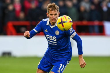 Marc Albrighton #11 of Leicester City in action during the Premier League match Nottingham Forest vs Leicester City at City Ground, Nottingham, United Kingdom, 14th January 202