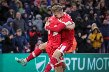 Marcus Forss #21 of Middlesbrough celebrates his goal with Tommy Smith and makes the score 1-0 during the Sky Bet Championship match Middlesbrough vs Millwall at Riverside Stadium, Middlesbrough, United Kingdom, 14th January 202