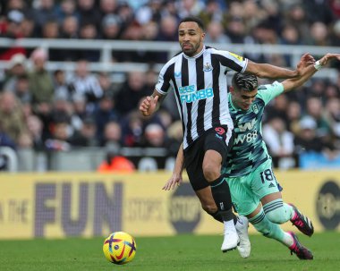 Andreas Pereira #18 of Fulham fouls Callum Wilson #9 of Newcastle United during the Premier League match Newcastle United vs Fulham at St. James's Park, Newcastle, United Kingdom, 15th January 202