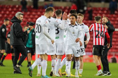 Swansea City Celebrates beating Sunderland 3-1 during the Sky Bet Championship match Sunderland vs Swansea City at Stadium Of Light, Sunderland, United Kingdom, 14th January 202