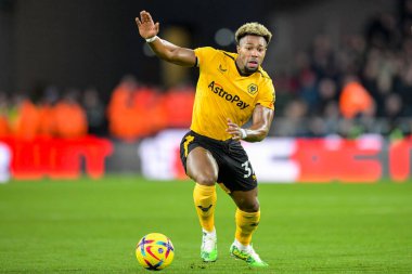 Adama Traore #37 of Wolverhampton Wanderers with the ball during the Premier League match Wolverhampton Wanderers vs West Ham United at Molineux, Wolverhampton, United Kingdom, 14th January 202