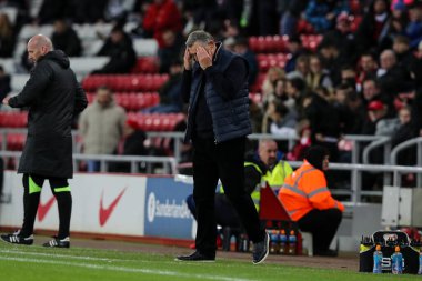 Tony Mowbray manager of Sunderland dejected after loosing 3-1 during the Sky Bet Championship match Sunderland vs Swansea City at Stadium Of Light, Sunderland, United Kingdom, 14th January 202