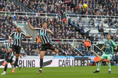 Dan Burn #33 of Newcastle United heads the ball clear during the Premier League match Newcastle United vs Fulham at St. James's Park, Newcastle, United Kingdom, 15th January 202
