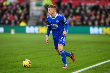 Harvey Barnes #7 of Leicester City makes a break with the ball during the Premier League match Nottingham Forest vs Leicester City at City Ground, Nottingham, United Kingdom, 14th January 202