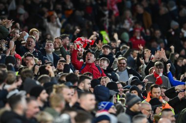 Nottingham Forest fans celebrates there teams goal to make it 1-0 during the Premier League match Nottingham Forest vs Leicester City at City Ground, Nottingham, United Kingdom, 14th January 202