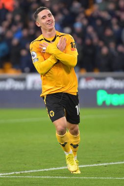 Daniel Podence #10 of Wolverhampton Wanderers celebrates his goal to make it 1-0 during the Premier League match Wolverhampton Wanderers vs West Ham United at Molineux, Wolverhampton, United Kingdom, 14th January 202