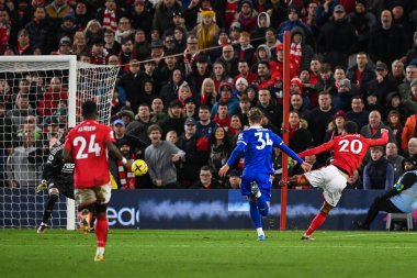 Brennan Johnson #20 of Nottingham Forest scores to make it 2-0 during the Premier League match Nottingham Forest vs Leicester City at City Ground, Nottingham, United Kingdom, 14th January 202