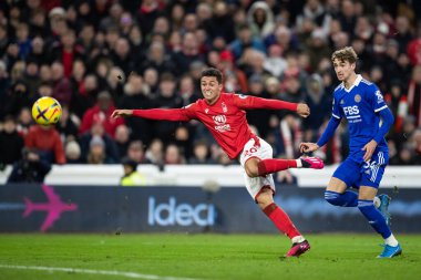 Brennan Johnson #20 of Nottingham Forest slots home his second of the game during the Premier League match Nottingham Forest vs Leicester City at City Ground, Nottingham, United Kingdom, 14th January 202