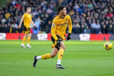 Matheus Nunes #27 of Wolverhampton Wanderers with the ball during the Premier League match Wolverhampton Wanderers vs West Ham United at Molineux, Wolverhampton, United Kingdom, 14th January 202