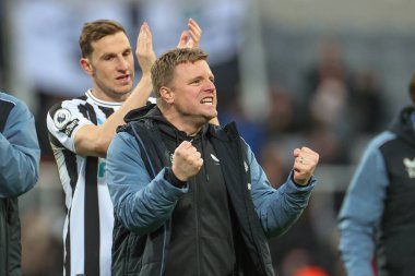 Eddie Howe manager of Newcastle United celebrates his teams win after the Premier League match Newcastle United vs Fulham at St. James's Park, Newcastle, United Kingdom, 15th January 202 clipart