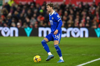 Lewis Brunt #34 of Leicester City in action during the Premier League match Nottingham Forest vs Leicester City at City Ground, Nottingham, United Kingdom, 14th January 202