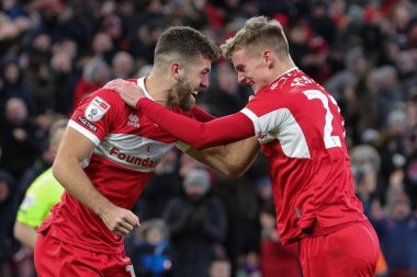 Marcus Forss #21 of Middlesbrough celebrates his goal with Tommy Smith and makes the score 1-0 during the Sky Bet Championship match Middlesbrough vs Millwall at Riverside Stadium, Middlesbrough, United Kingdom, 14th January 202