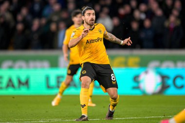 Ruben Neves #8 of Wolverhampton Wanderers watches his shot hit the cross bar during the Premier League match Wolverhampton Wanderers vs West Ham United at Molineux, Wolverhampton, United Kingdom, 14th January 202