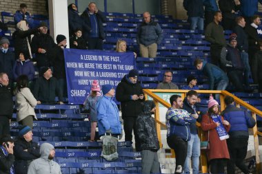 Everton fans stay behind to protest after the Premier League match Everton vs Southampton at Goodison Park, Liverpool, United Kingdom, 14th January 2023
