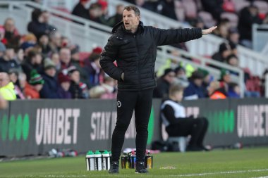 Gary Rowett manager of Millwall gestures and reacts during the Sky Bet Championship match Middlesbrough vs Millwall at Riverside Stadium, Middlesbrough, United Kingdom, 14th January 202