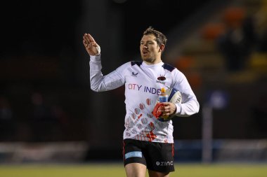 Alex Goode of Saracens during the pre-match warm-up ahead of the European Champions Cup match Saracens vs Lyon at StoneX Stadium, London, United Kingdom, 14th January 202