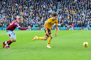 Hugo Bueno #64 of Wolverhampton Wanderers with the ball during the Premier League match Wolverhampton Wanderers vs West Ham United at Molineux, Wolverhampton, United Kingdom, 14th January 202