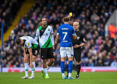 Ipswich Town forward Wes Burns  (7) receives a yellow card  during the Sky Bet League 1 match Ipswich Town vs Plymouth Argyle at Portman Road, Ipswich, United Kingdom, 14th January 202