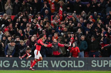 Brennan Johnson #20 of Nottingham Forest celebrates his goal to make it 2-0 during the Premier League match Nottingham Forest vs Leicester City at City Ground, Nottingham, United Kingdom, 14th January 202