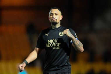 Jonson Clarke-Harris of Peterborough United celebrates after the final whistle in the Sky Bet League 1 match Port Vale vs Peterborough at Vale Park, Burslem, United Kingdom, 16th January 202