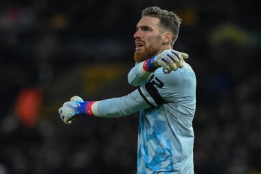 Jos S #1 of Wolverhampton Wanderers terrain to keep warm during the Emirates FA Cup Third Round Replay match Wolverhampton Wanderers vs Liverpool at Molineux, Wolverhampton, United Kingdom, 17th January 2023