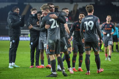 Bristol City celebrate at the end of the game in the Emirates FA Cup Third Round Replay match Swansea City vs Bristol City at Swansea.com Stadium, Swansea, United Kingdom, 17th January 202
