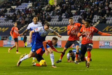 Will Keane #10 of Wigan Athletic battle for the ball in the Luton Town penalty box during the Emirates FA Cup match Third Round Replay Wigan Athletic vs Luton Town at DW Stadium, Wigan, United Kingdom, 17th January 202