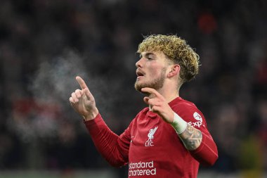 Harvey Elliott #19 of Liverpool celebrates his goal to make it 0-1 during the Emirates FA Cup Third Round Replay match Wolverhampton Wanderers vs Liverpool at Molineux, Wolverhampton, United Kingdom, 17th January 202