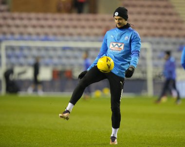 Will Keane #10 of Wigan Athletic warms up before the Emirates FA Cup match Third Round Replay Wigan Athletic vs Luton Town at DW Stadium, Wigan, United Kingdom, 17th January 202