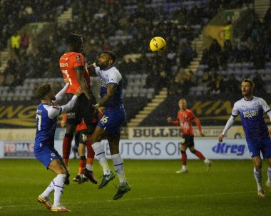 Elijah Adebayo #11 of Luton Town heads goal wards during the Emirates FA Cup match Third Round Replay Wigan Athletic vs Luton Town at DW Stadium, Wigan, United Kingdom, 17th January 202