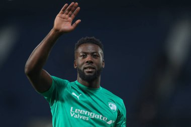 Akwasi Asante #19 of Chesterfield waves to the travelling fans after the Emirates FA Cup Third Round Replay match West Bromwich Albion vs Chesterfield at The Hawthorns, West Bromwich, United Kingdom, 17th January 202