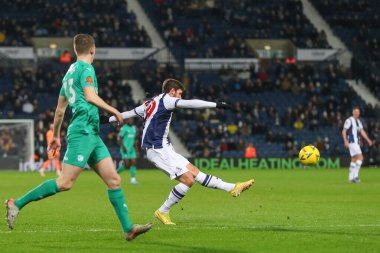 John Swift #19 of West Bromwich Albion has a shot at goal during the Emirates FA Cup Third Round Replay match West Bromwich Albion vs Chesterfield at The Hawthorns, West Bromwich, United Kingdom, 17th January 202