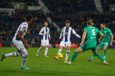 John Swift #19 of West Bromwich Albion passes the ball during the Emirates FA Cup Third Round Replay match West Bromwich Albion vs Chesterfield at The Hawthorns, West Bromwich, United Kingdom, 17th January 202