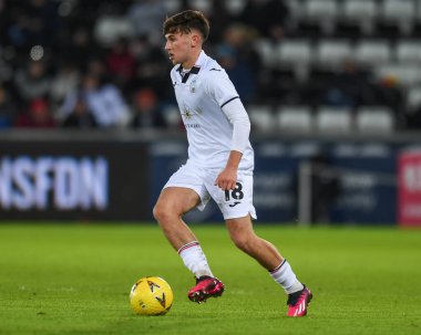 Luke Cundle #18 of Swansea City during the Emirates FA Cup Third Round Replay match Swansea City vs Bristol City at Swansea.com Stadium, Swansea, United Kingdom, 17th January 202